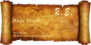 Rajz Ernő névjegykártya
